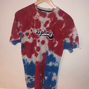 💣🛹 ASPHALT YACHT CLUB | Red, White & Blue Tye Dye Tee Shirt | Size Large 🛹🧱
